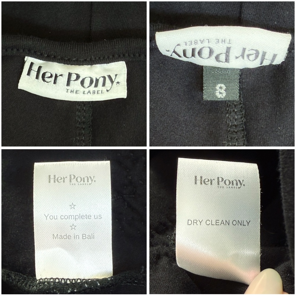 HER PONY THE LABEL BLACK PINK WHITE HEART BEADED SEQUIN HIGH RISE LACE UP SHORTS - Picture 7 of 8